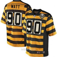 Mens Pittsburgh Steelers #90 Tj Watt Game Gold Alternate Throwback Jersey Bestplayer